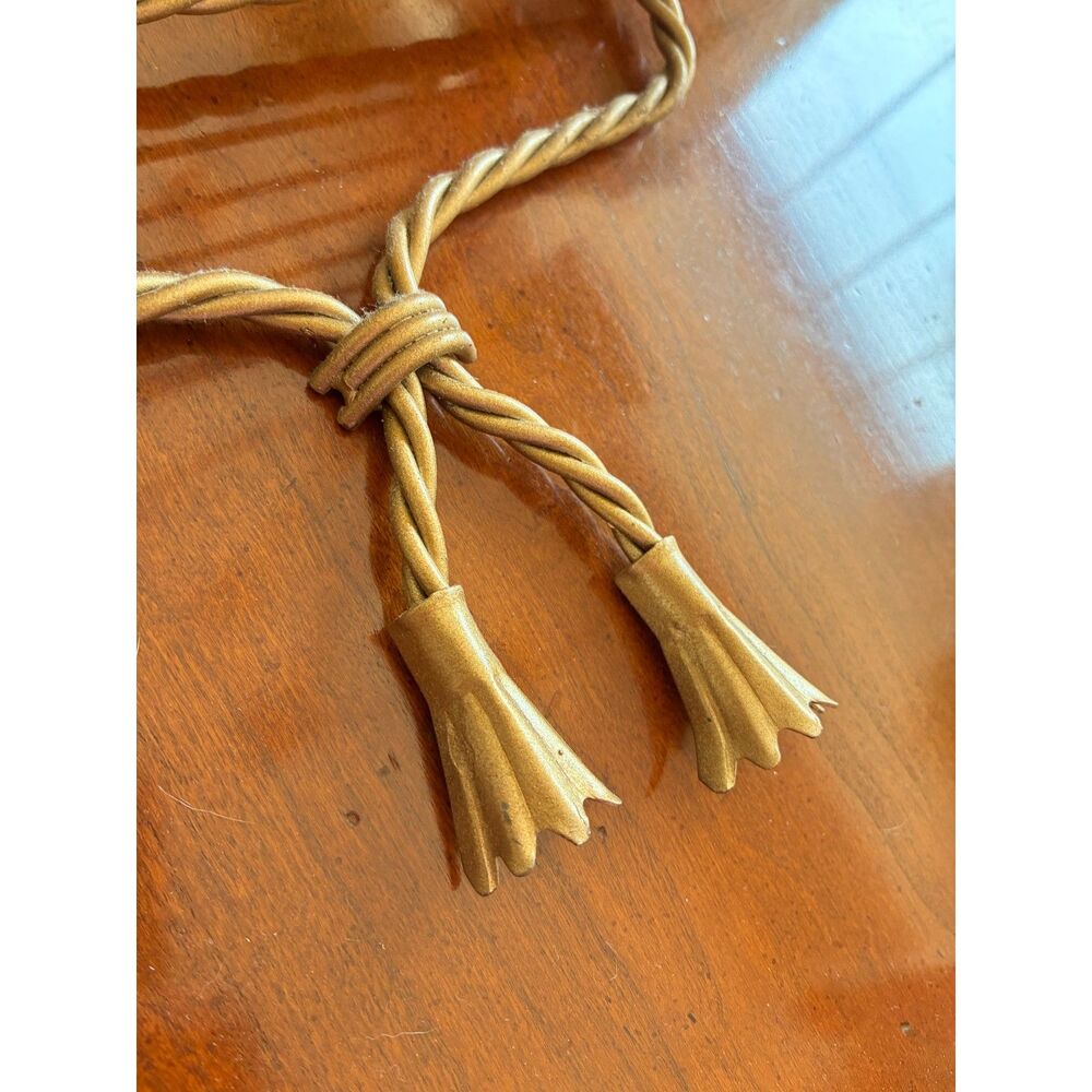 Vintage Hollywood Regency 3 Tier Gold Metal Twisted Rope Wall Shelf Homco Gold - Picture 5 of 5